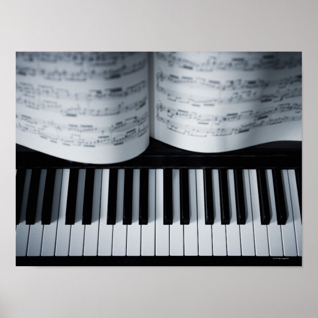 Pôster Teclas de Piano e Livro de Música (Frente)