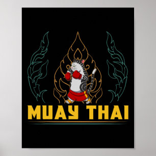 Poster Técnica de Muay Thai Tailandesa Punho Anel Joelho