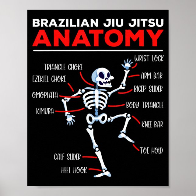 Poster Técnicas de Anatomia de Jiu Jitsu Brasileiro Esque (Frente)