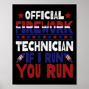 Poster Técnico De Bombeiros Em 4 De Julho Funny Usa Pyro-