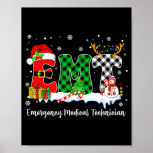 Poster Técnico de Emergência Médica Luzes de Natal Vermel