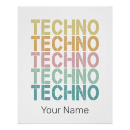 Pôster Tecno House - Letra Retroativa Eletro Vintage Rave