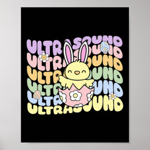 Poster Tecnologia de ultrassom Groovy Bunny Filhotes Ovos