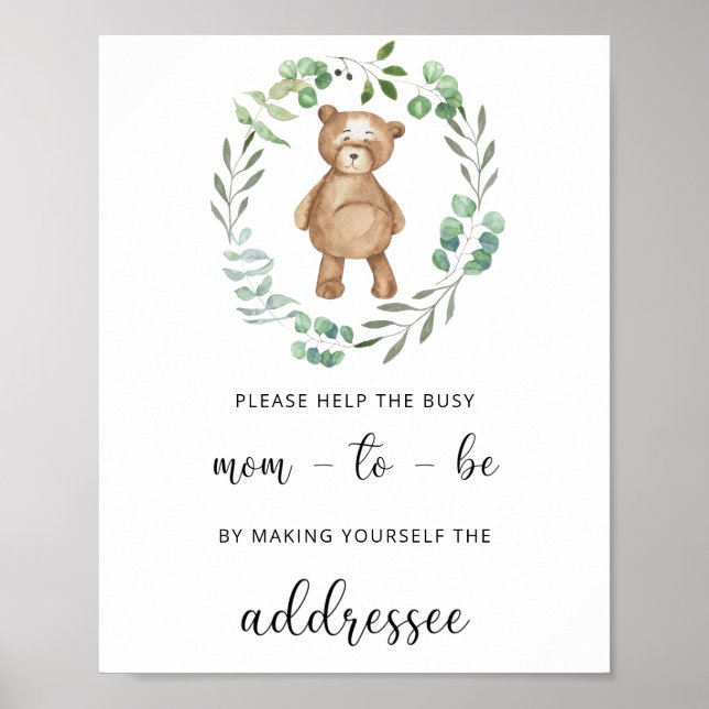 Poster Teddy Ajuda a Futura Mamãe Atarefada a Escrever um (Frente)