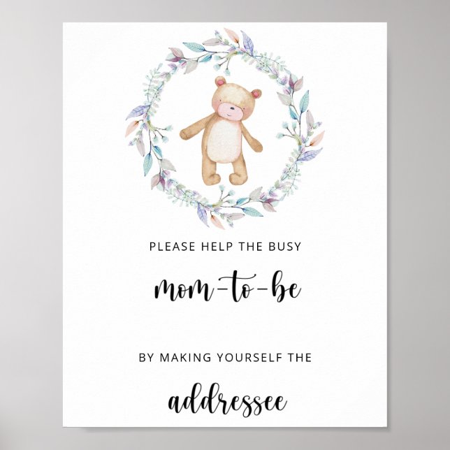 Poster Teddy Ajude a Mãe Atarefada a Escrever um Envelope (Frente)