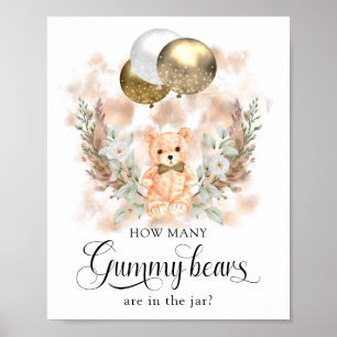 Poster Teddy Bear Adivinha Quantos? Jogo do chá de frald