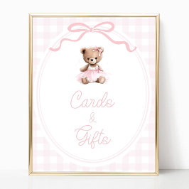 Poster Teddy Bear Baby Shower Cards and Gifts Table Sign