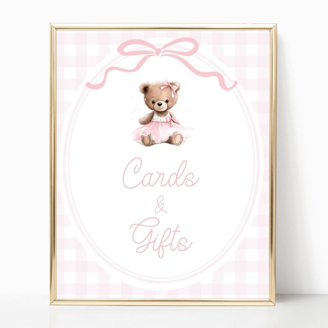Poster Teddy Bear Baby Shower Cards and Gifts Table Sign (Criador carregado)