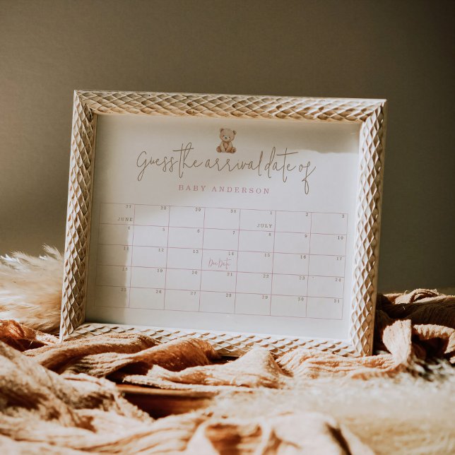 Poster Teddy Bear Baby Shower Guess The Arrival Date (Criador carregado)
