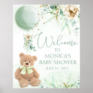 Poster Teddy Bear Baby Shower Welcome Sign