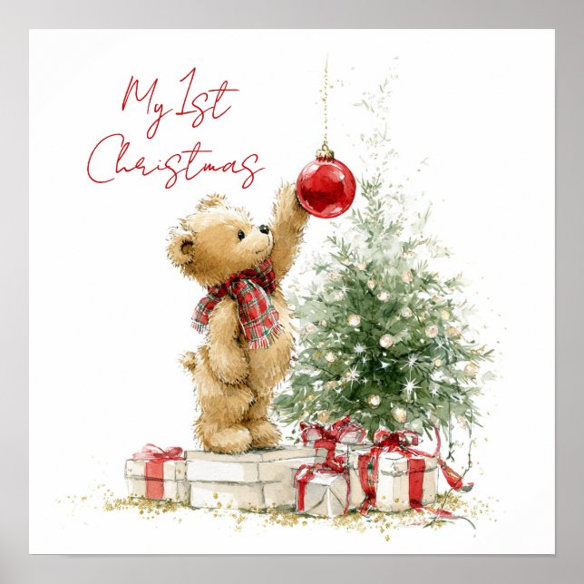 Poster Teddy Bear Baby's First Christmas  (Frente)