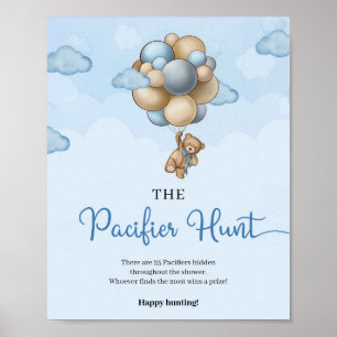 Poster Teddy bear blue balloons The Pacifier Hunt game