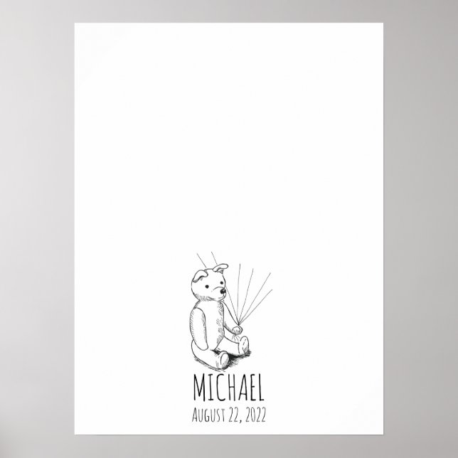 Poster Teddy Bear Fingerprint Guest Book (Frente)