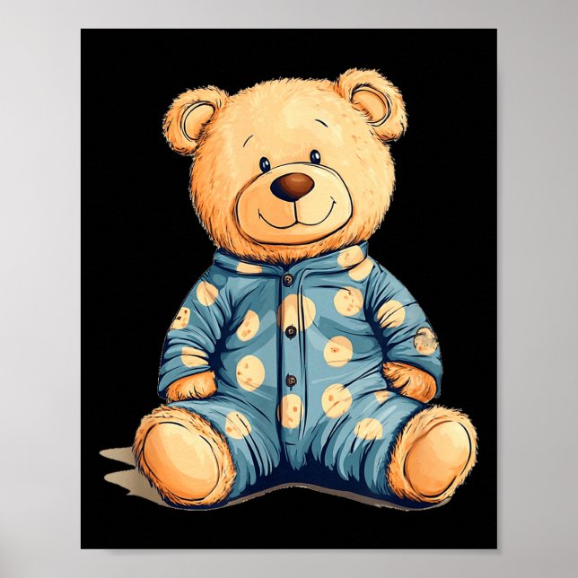 Poster Teddy Bear In Pajama Costume For Bedtime Smiles  (Frente)