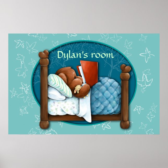 Pôster Teddy Bear lendo uma história para dormir no seu B (Frente)