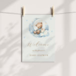 Poster Teddy Bear Moon sobre o Chá de fraldas da Lua<br><div class="desc">Nossa coleção de chás de fraldas do "Urso Azul" apresenta um urso bebê bonitinho com lua, nuvens e balões aliados ao elegante roteiro "Esperança antecipada". Esta coleção vem em duas cores básicas e várias combinações de fundo que você pode ajustar às suas necessidades. Verifique em nosso armazenamento se há mais...</div>