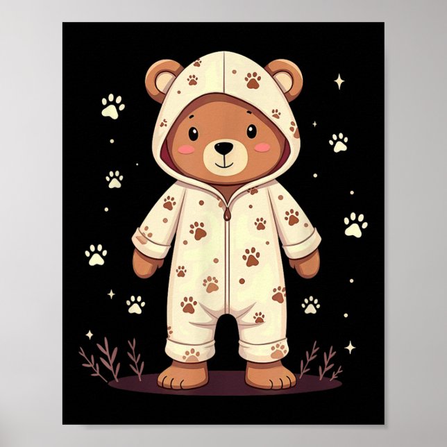 Poster Teddy Bear Wearing Pajamas  (Frente)