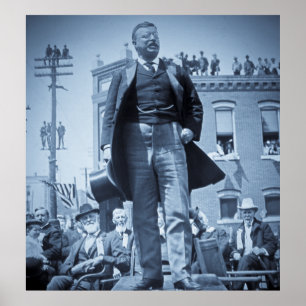 Poster Teddy Roosevelt fala a um vintage da multidão em