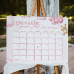 Poster Teddy urso cor-de-rosa adivinha calendário de data<br><div class="desc">Teddy bear cor-de-rosa com palha Adivinha a data de vencimento Poster Correspondência de itens disponíveis.</div>