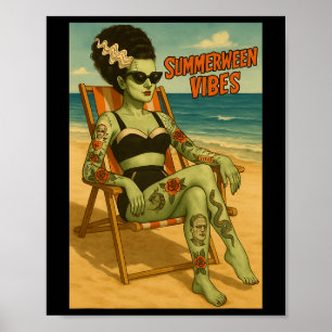 Poster Tee do Estilo Gótico da Praia do Summerbetween Vib