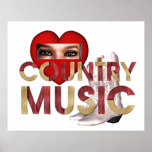 Pôster TEE I Love Country Music (Frente)
