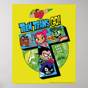 Poster Teen Titans Go!   Colagem em Torre de Titãs