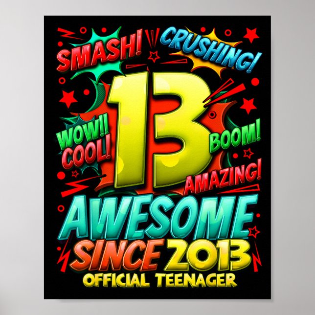 Poster Teenager 13 Year Old Boys 13th Birthday Boy  (Frente)