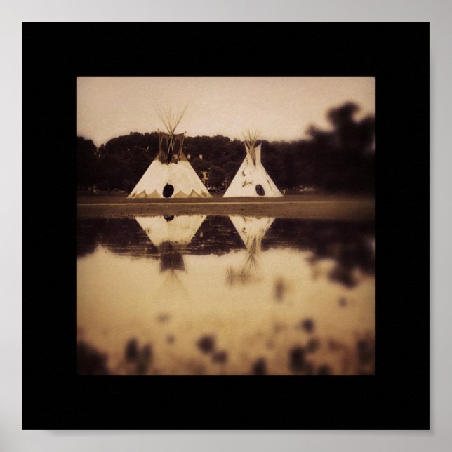Pôster Teepees no lago (Frente)