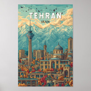 Poster Teerão Iran Illustration Viagem Art Vintage
