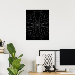 Poster Teia de aranha cinza preto padrão de Halloween