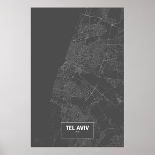 Pôster Tel Aviv, Israel (branca no preto)