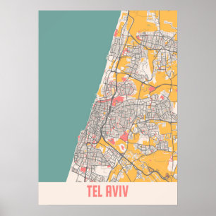 Poster Tel Aviv - Israel Chalk City Map