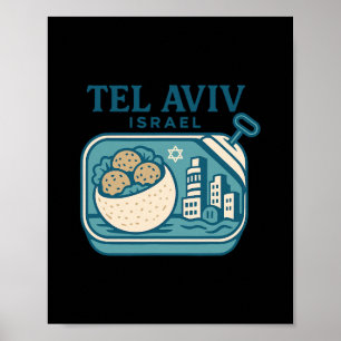 Poster Tel Aviv Israel Lembrança Comida Israelense E Viag