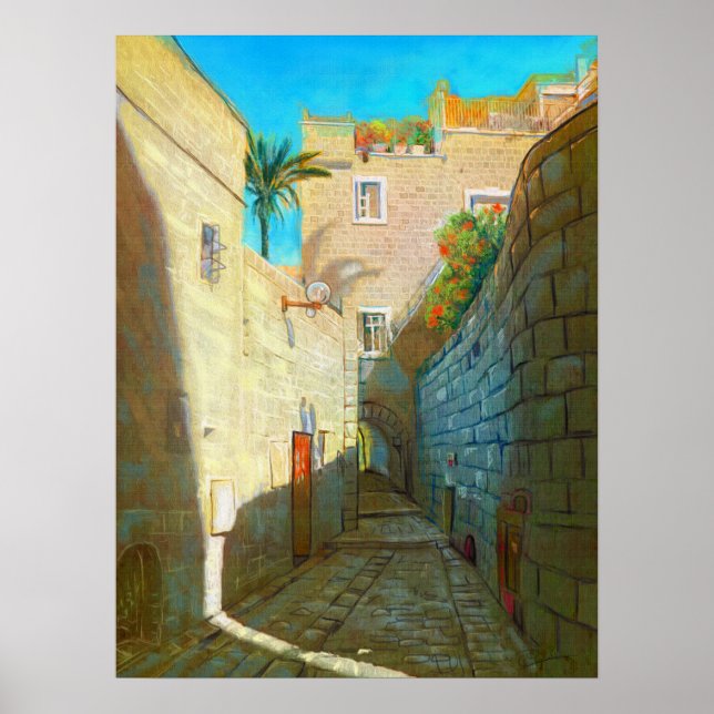 Poster Tel-Aviv Jaffo Old City Israel Viagem Oil Painting (Frente)