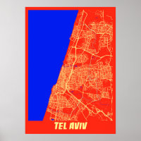 Tel Aviv - Mapa da Cidade Retroativa de Israel