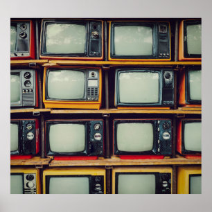 Poster Tela Antiga do Vazio de Televisão Retro