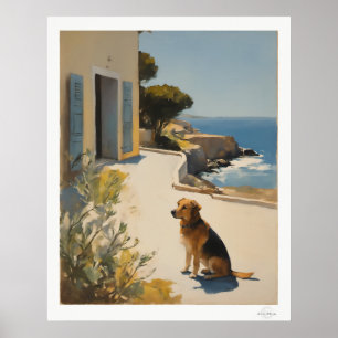 Poster Tela de Cachorro Costeiro, Vista do Mar do Golden