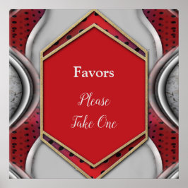 Poster Tela de Cinzas Vermelhas 3D Metálicas Modernas e N