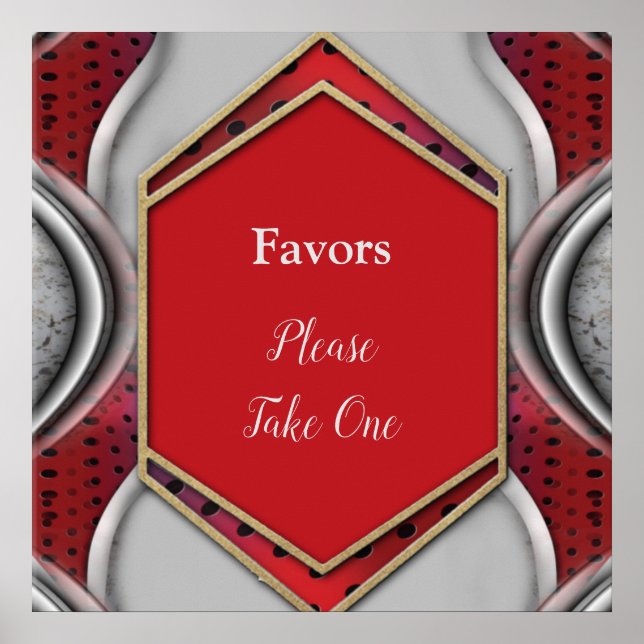 Poster Tela de Cinzas Vermelhas 3D Metálicas Modernas e N (Frente)