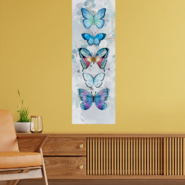 Poster Tela de tela de borboleta azul