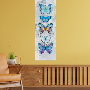 Poster Tela de tela de borboleta azul