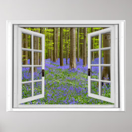 Poster Tela do Bluebells e Árvores Exibir Inverso