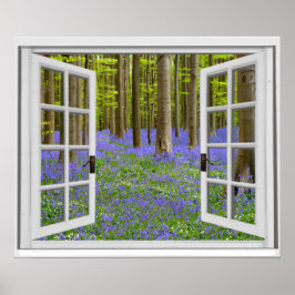 Poster Tela do Bluebells e Árvores Exibir Inverso