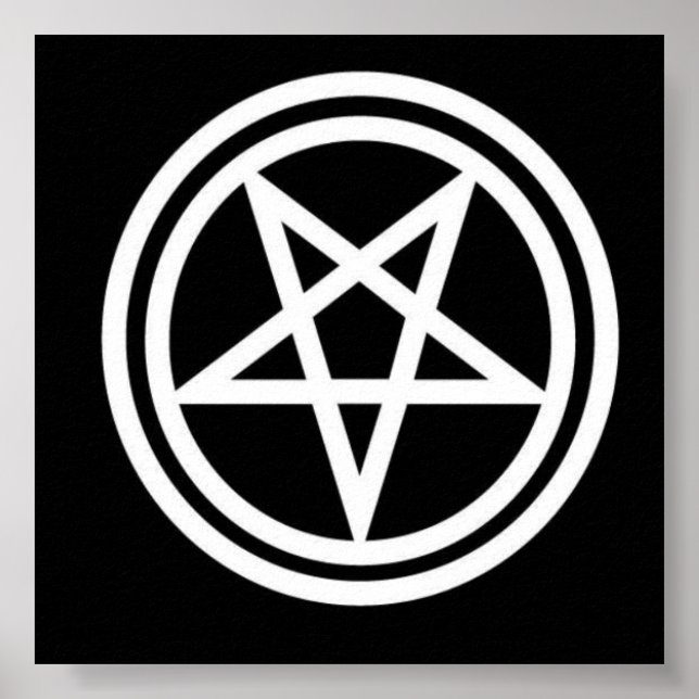 Pôster Tela do pentagrama invertida a preto e branco (Frente)