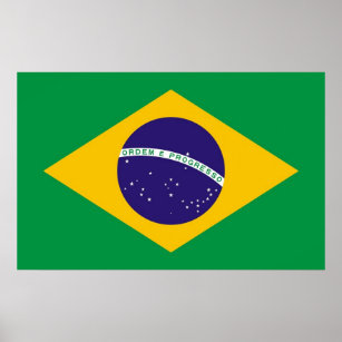 Pôster Tela impressa com sinalizador do Brasil