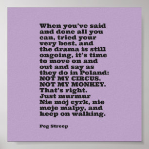 Poster Tela "Não Meu Circo" do Peg Streep