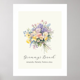 Poster Tela Personalizada Avó Flor de Netos