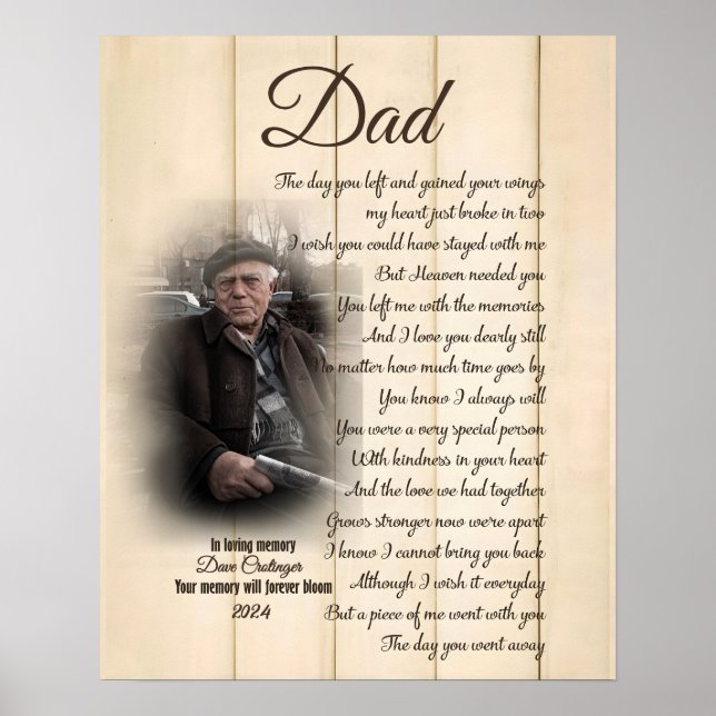 Poster Tela Personalizada de Foto Memorial Para Perda de  (Frente)