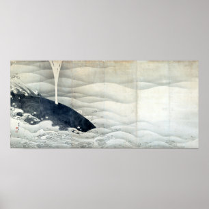Pôster Telas do elefante e da baleia por Ito Jakuchu