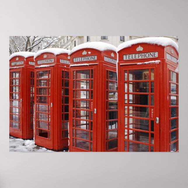 Poster Telefones vermelhos perto do Big Ben (Frente)